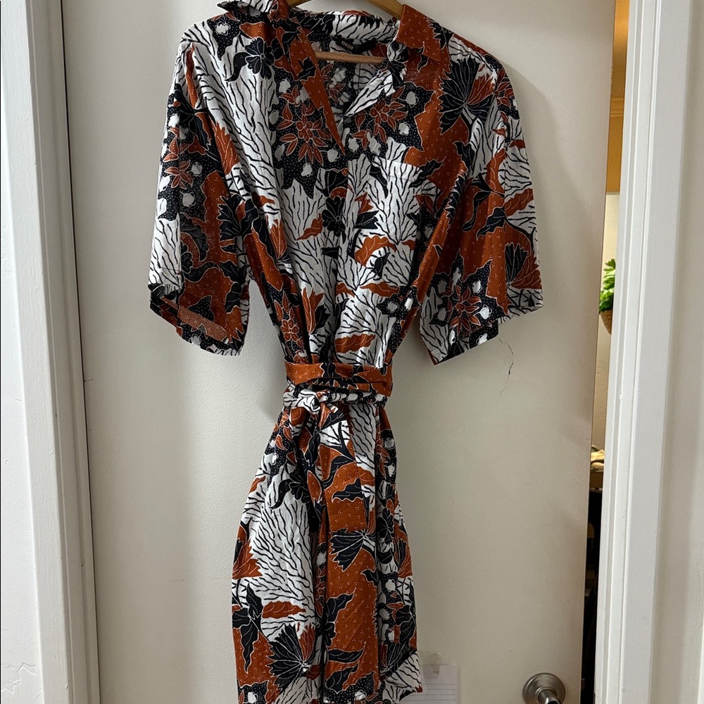 Maje Print Dress with Belt